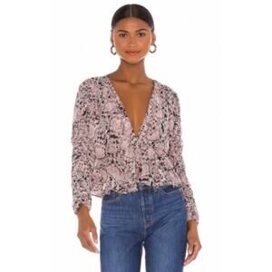 Misa Los Angeles Kesara snake Print Blouse.
